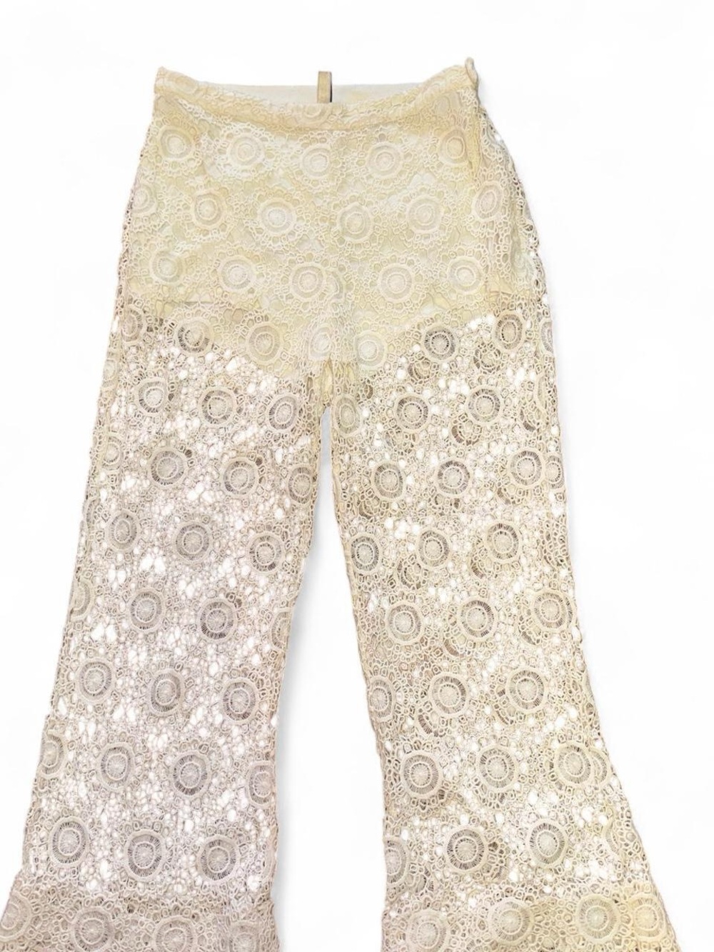 H&M Cream Lace Crochet Flare Skirt-Pants